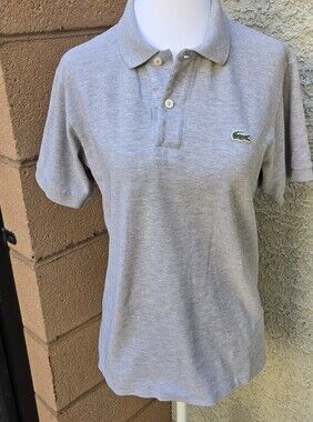 Lacoste Vintage  Light Gray Polo with Green Croc Emblem